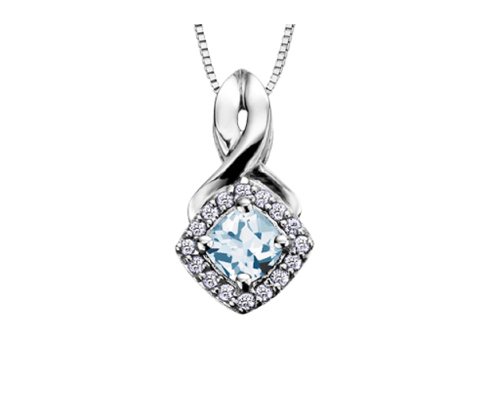 PENDENTIF EN OR BLANC SERTI DE PIERRES DE NAISSANCE VARIÉES ET DE DIAMANTS - CR DX567WAQ - BIJOUX CANADIEN