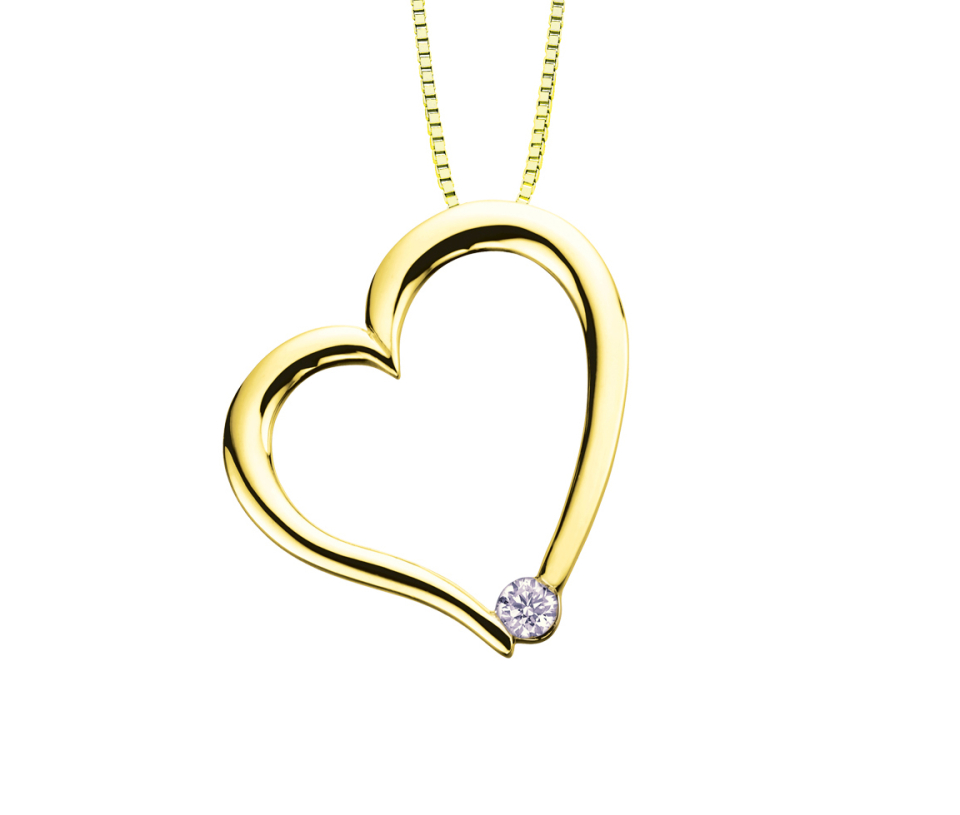 PENDENTIF COEUR EN OR 10K SERTI D'UN DIAMANT CANADIEN - CR AM126Y - DIAMANT CANADIEN