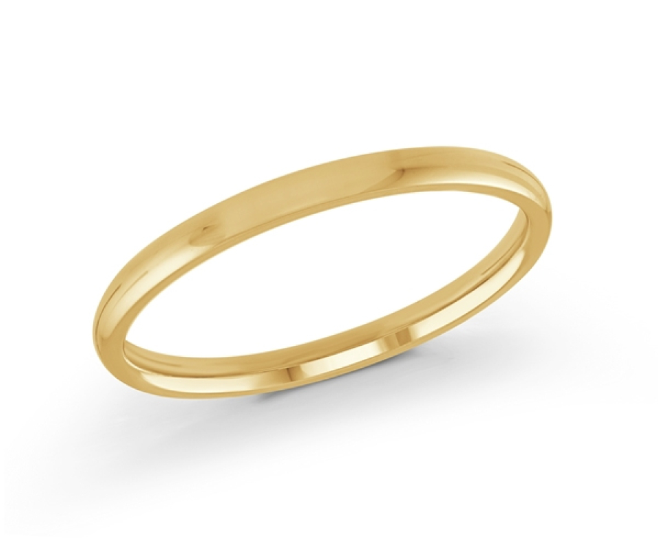 JONC DÔME UNI EN OR CONFORT FIT 2MM DE LARGEUR