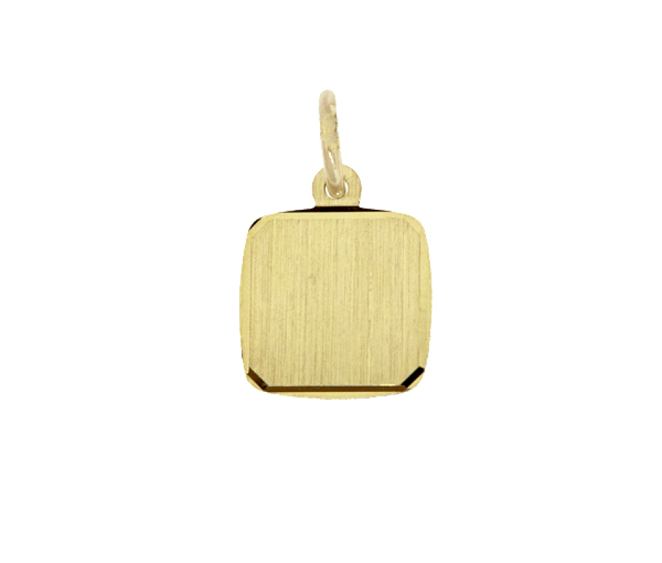 PENDENTIF PLAQUE CARRÉ EN OR JAUNE - MB PEN110 - BIJOUX D'IMPORTATION