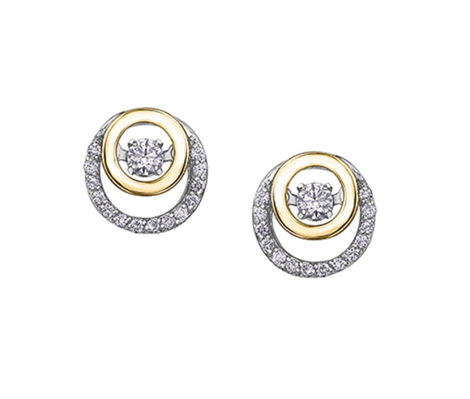 BOUCLES EN OR 2 TONS SERTIES DE DIAMANTS CANADIENS ET DE DIAMANTS - CR AM495WY20 - DIAMANT CANADIEN