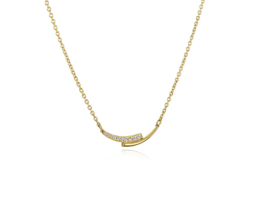 COLLIER EN ACIER OU ACIER/PVD OR SERTI DE CUBIQUES ZIRCONIAS - IG SWN114GO - VELORIA