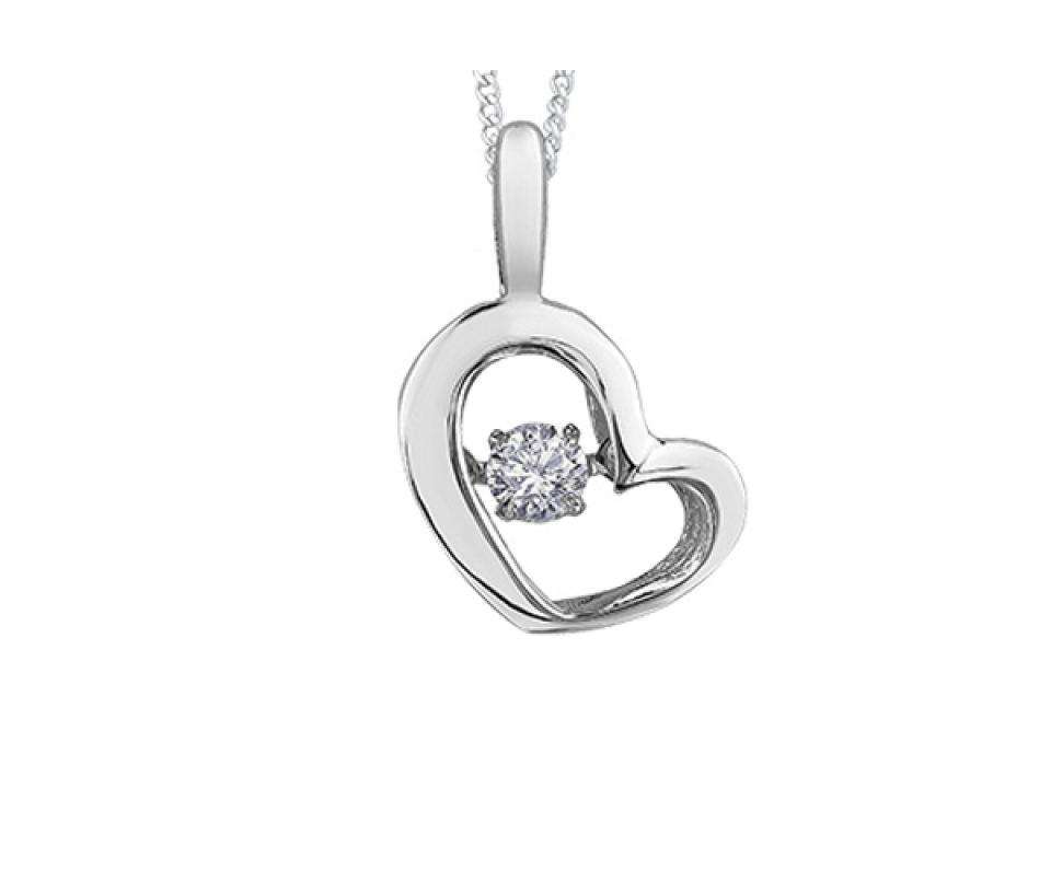 PENDENTIF COEUR AJOURÉ EN OR SERTI D'UN DIAMANT DANSANT - CR DX639Y05 - BIJOUX CANADIEN