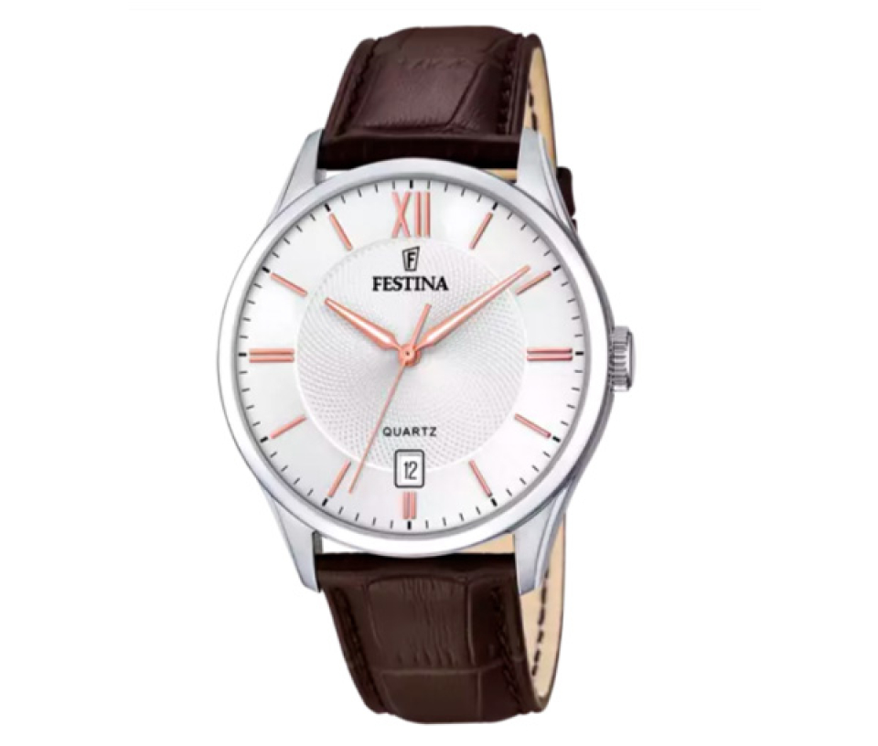 MONTRE FESTINA EN ACIER AVEC BRACELET DE CUIR - MI F20426/4 - FESTINA