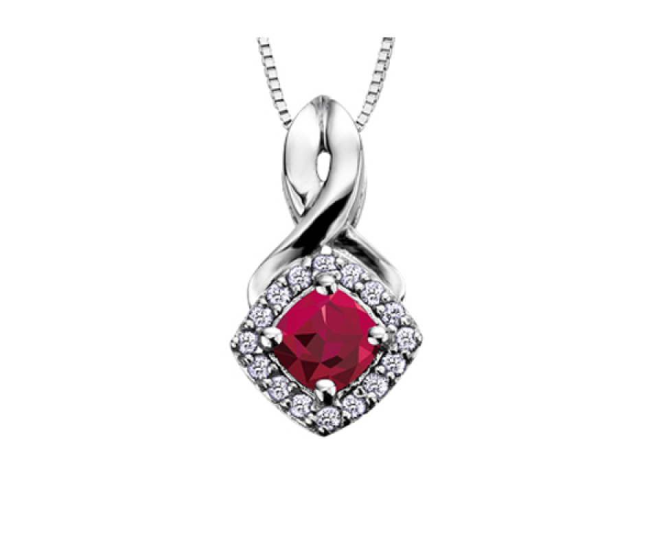 PENDENTIF EN OR BLANC SERTI DE PIERRES DE NAISSANCE VARIÉES ET DE DIAMANTS - CR DX567WRU - BIJOUX CANADIEN