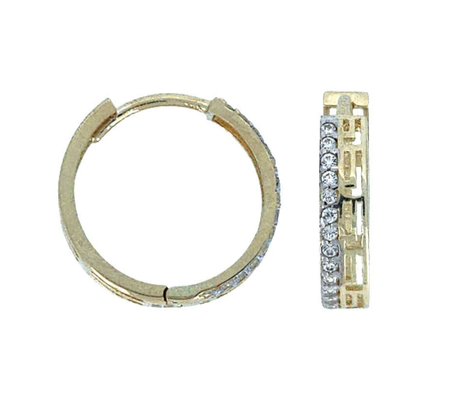 BOUCLES HUGGIES À MOTIF VERSACE EN OR 10K SERTIES DE CUBIQUES ZIRCONIAS