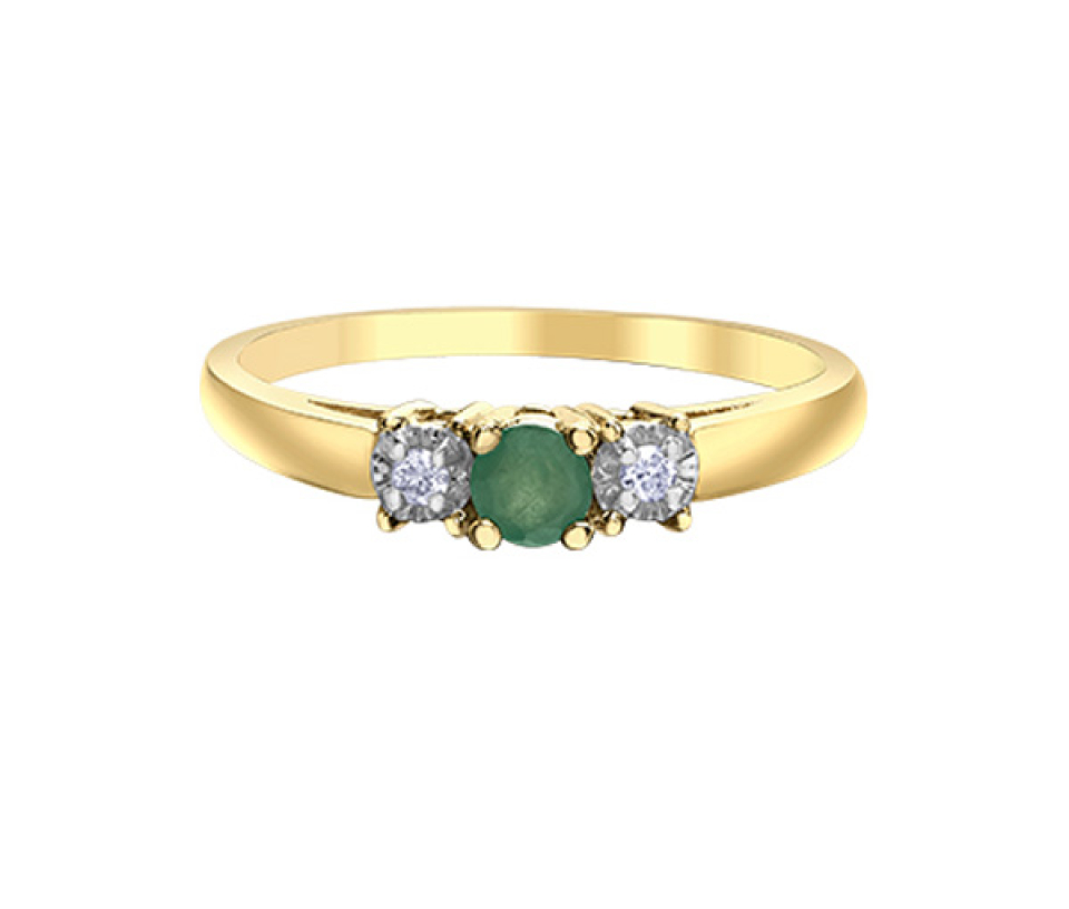 BAGUE EN OR SERTIE D'UNE ÉMERAUDE OU D'UN RUBIS OU D'UN SAPHIR ET DE DIAMANTS - CR DX183YEM - BIJOUX CANADIEN