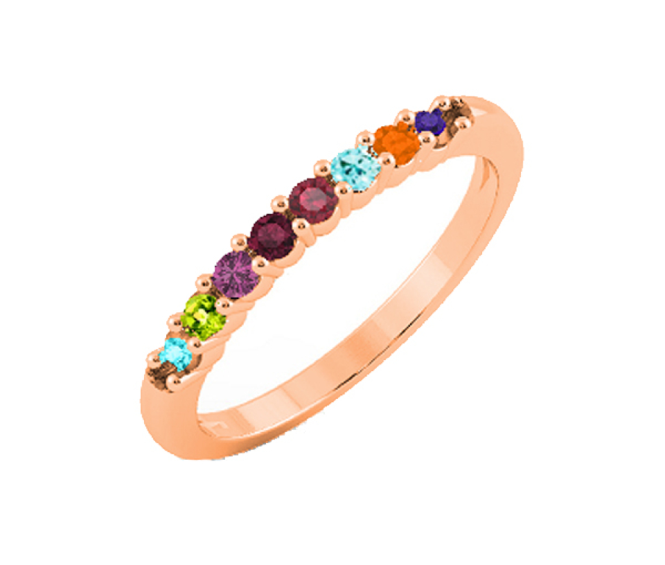 BAGUE FAMILIALE EN ARGENT OU EN OR SERTIE DE PIERRES VÉRITABLES - BH FJ125R14 - BEVERLY HILLS