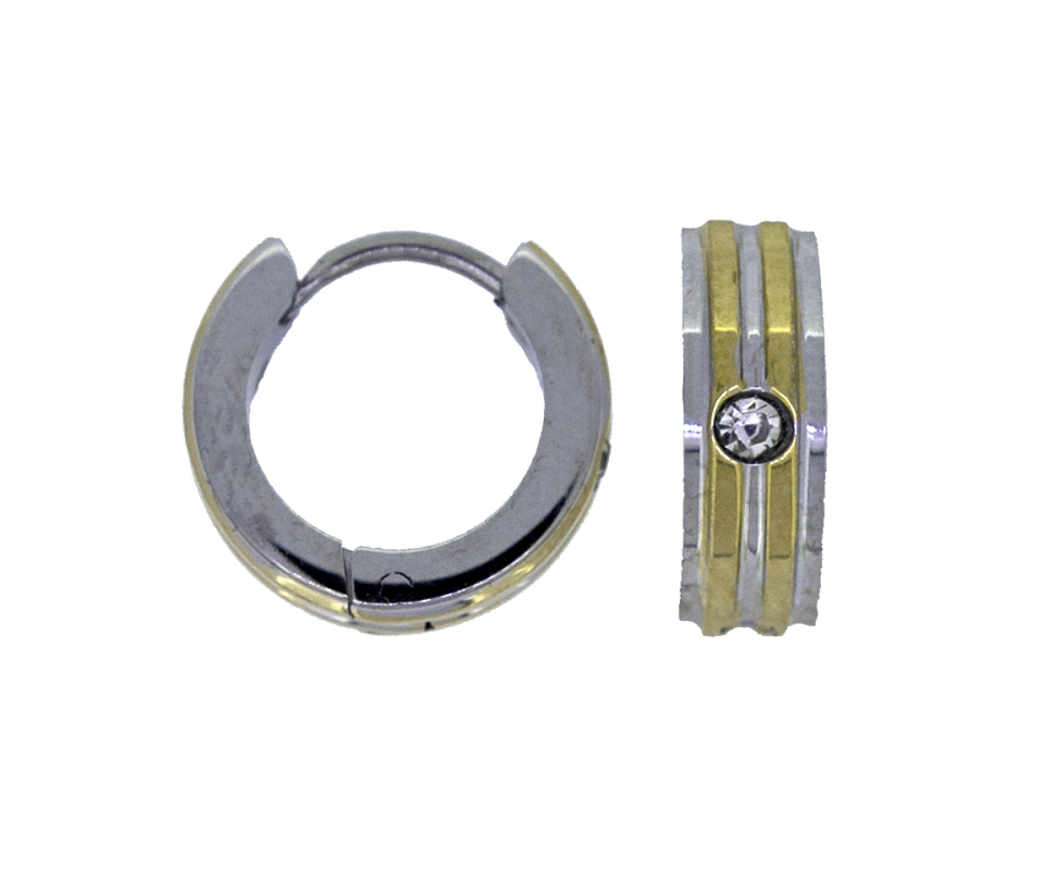 BOUCLES HUGGIES EN ACIER SERTIES DE CUBIQUES ZIRCONIAS - AZ SSE59G - AREZZO