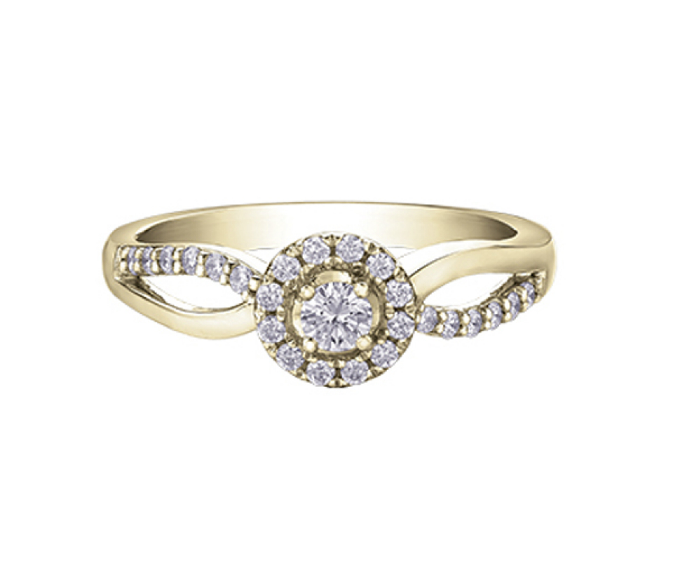 BAGUE EN OR SERTIE D'UN DIAMANT CANADIEN ET DE DIAMANTS - CR AM429Y - DIAMANT CANADIEN