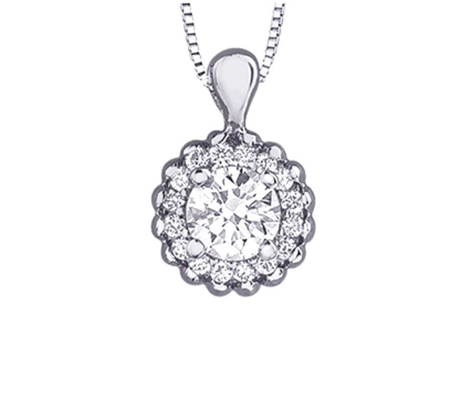 PENDENTIF EN OR SERTI D'UN DIAMANT CANADIEN ET DE DIAMANTS - CR ML913W25 - DIAMANT CANADIEN
