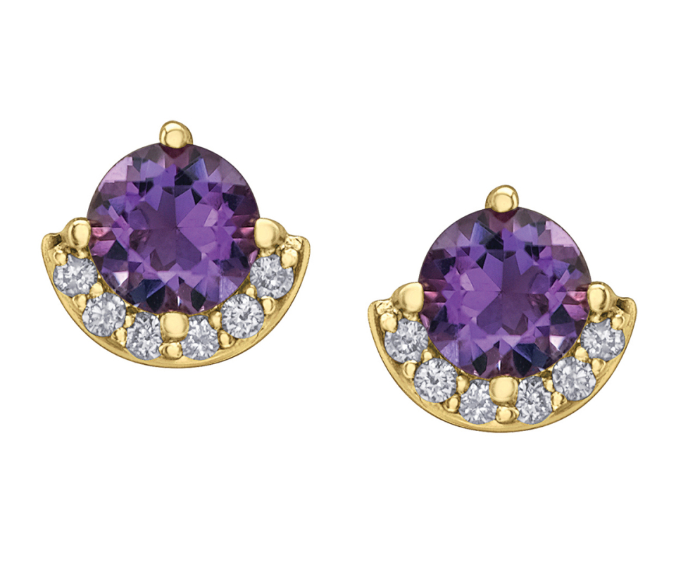 BOUCLES EN OR SERTIES D'AMÉTHYSTES ET DE DIAMANTS - CR DD8112 - BIJOUX CANADIEN