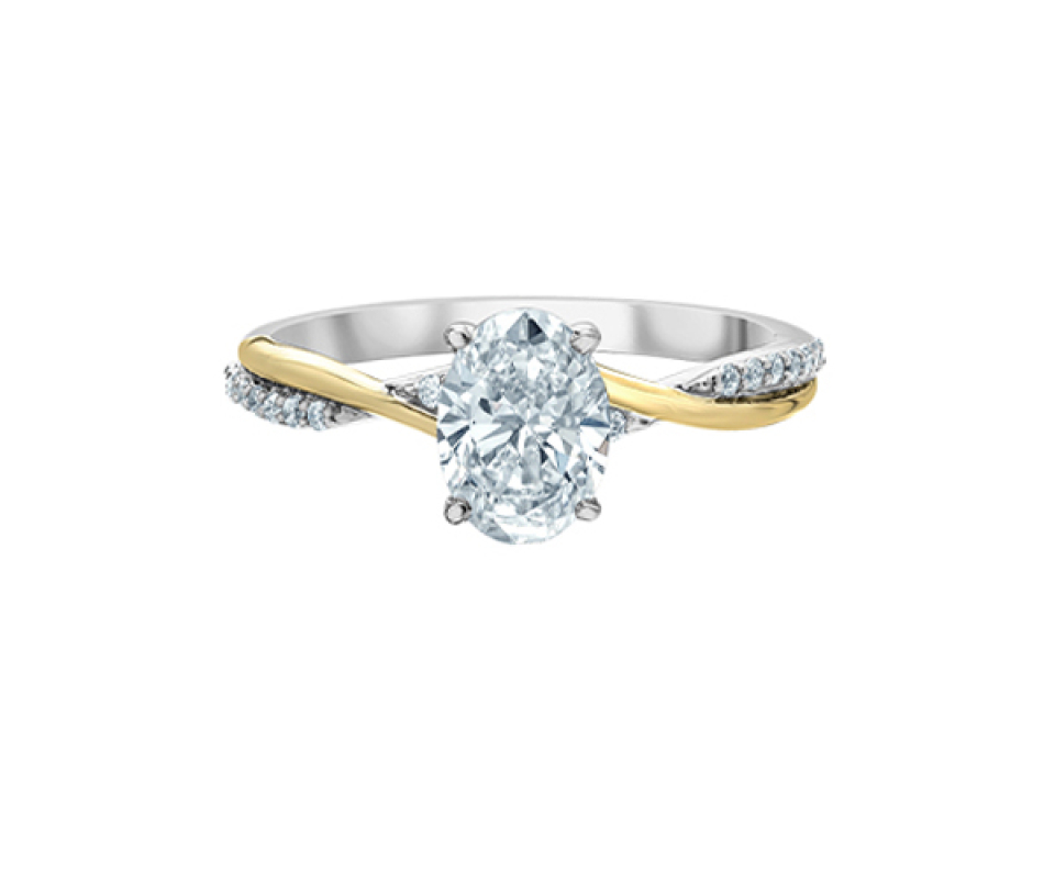 BAGUE EN OR BLANC /JAUNE SERTIE DE DIAMANTS DE LABORATOIRE - CR LD153WY110 - BIJOUX CANADIEN