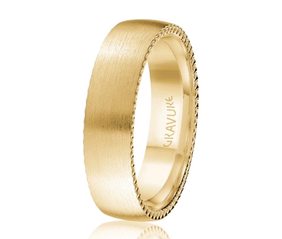 JONC EN OR OU EN PLATINE AVEC FINI SATINÉ ET FESTONS SUR LES CÔTÉS - ML GH1244Y14 - MALO 