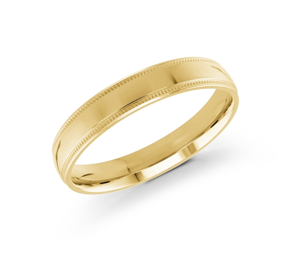 JONC EN OR 4MM DE LARGEUR AVEC MOTIF MILGRAIN SUR LES CÔTÉS - ML J102/4YL14 - MALO 