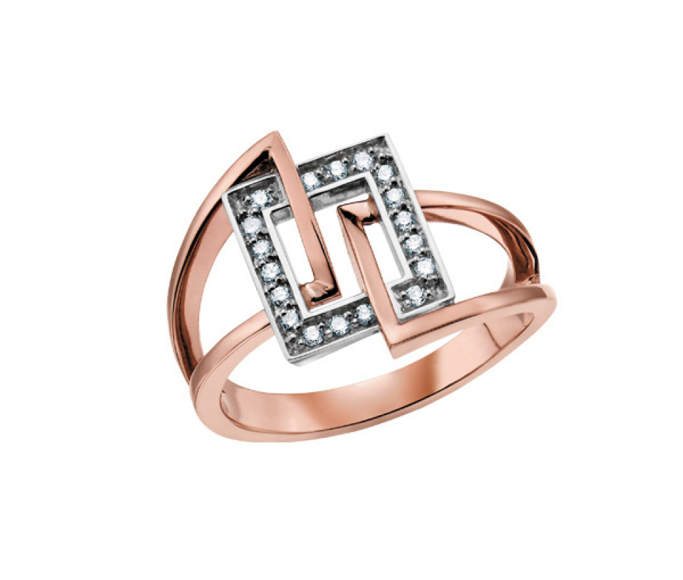 BAGUE EN OR 10K 2 TONS SERTIE DE DIAMANTS - CR DD1983 - BIJOUX CANADIEN