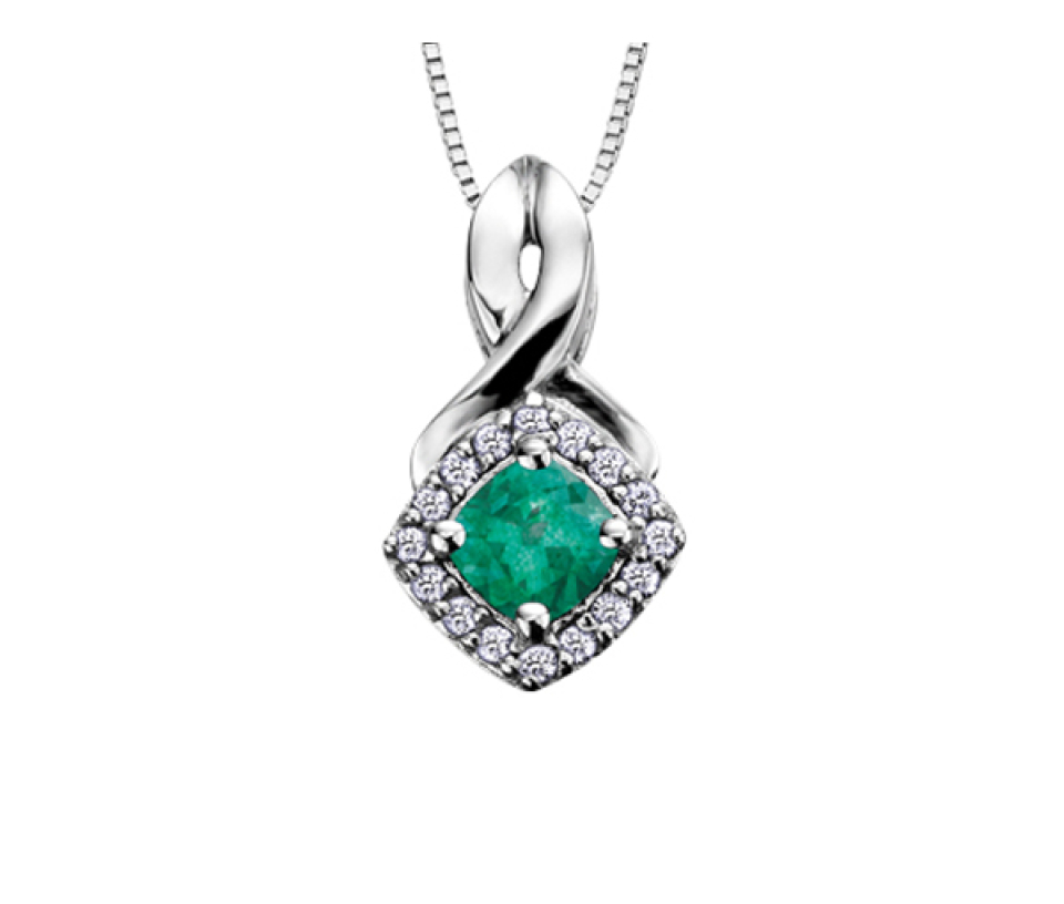 PENDENTIF EN OR BLANC SERTI DE PIERRES DE NAISSANCE VARIÉES ET DE DIAMANTS - CR DX567WEM - BIJOUX CANADIEN