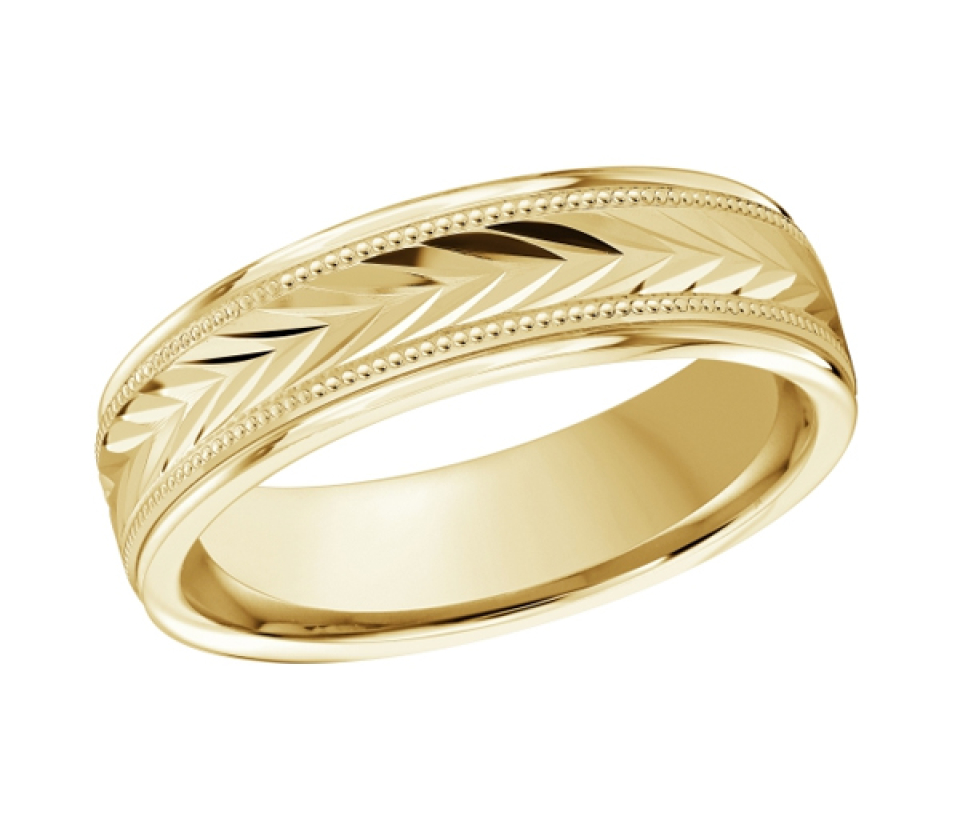 JONC EN OR À MOTIF MILGRAIN ET TAILLE EN V - ML FT/999/6Y - MALO 