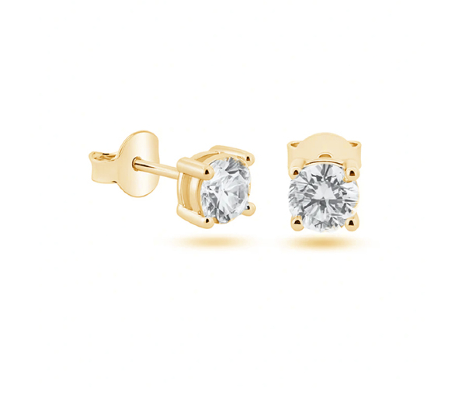 BOUCLES STUD EN OR JAUNE OU BLANC SERTIES DE MOISSANITES - SJ BOMOI3Y - BIJOUTERIE SUISSE INC.