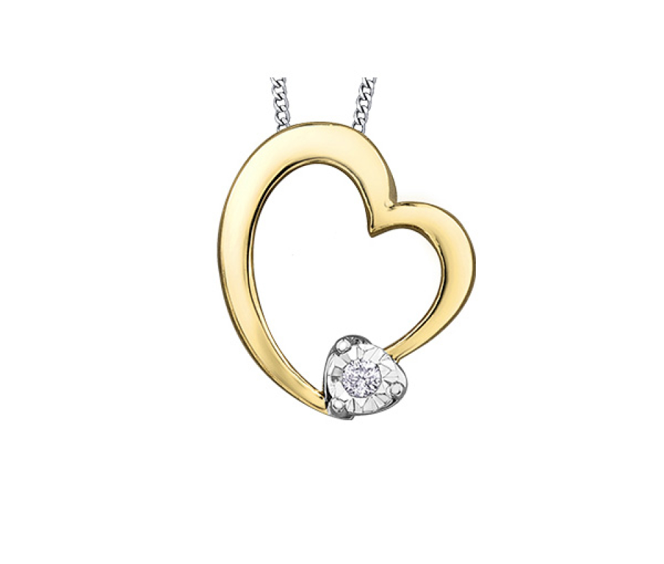 PENDENTIF COEUR AJOURÉ EN OR SERTI D'UN DIAMANT - CR DD7782Y - BIJOUX CANADIEN