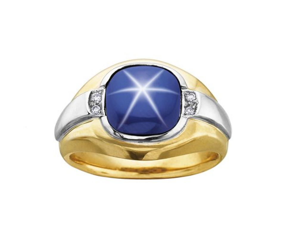 BAGUE 10K 2TONS SAPHIR ETOILÉ 0,04 DIAM - CR DD1901 - BIJOUX CANADIEN
