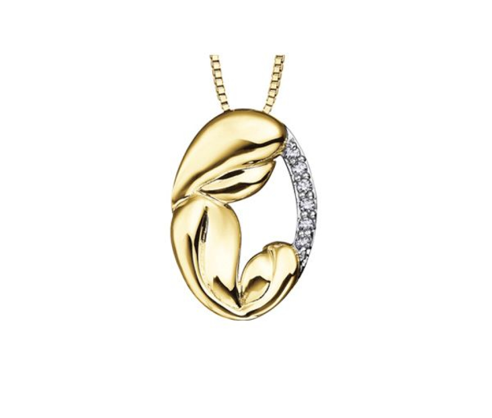 PENDENTIF MÈRE/ENFANT EN OR JAUNE SERTI DE DIAMANTS - CR DD2354 - BIJOUX CANADIEN