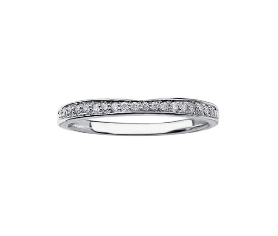 JONC SEMI-ÉTERNITÉ EN OR 14K BLANC SERTI DE DIAMANTS - CR DD2797 - BIJOUX CANADIEN
