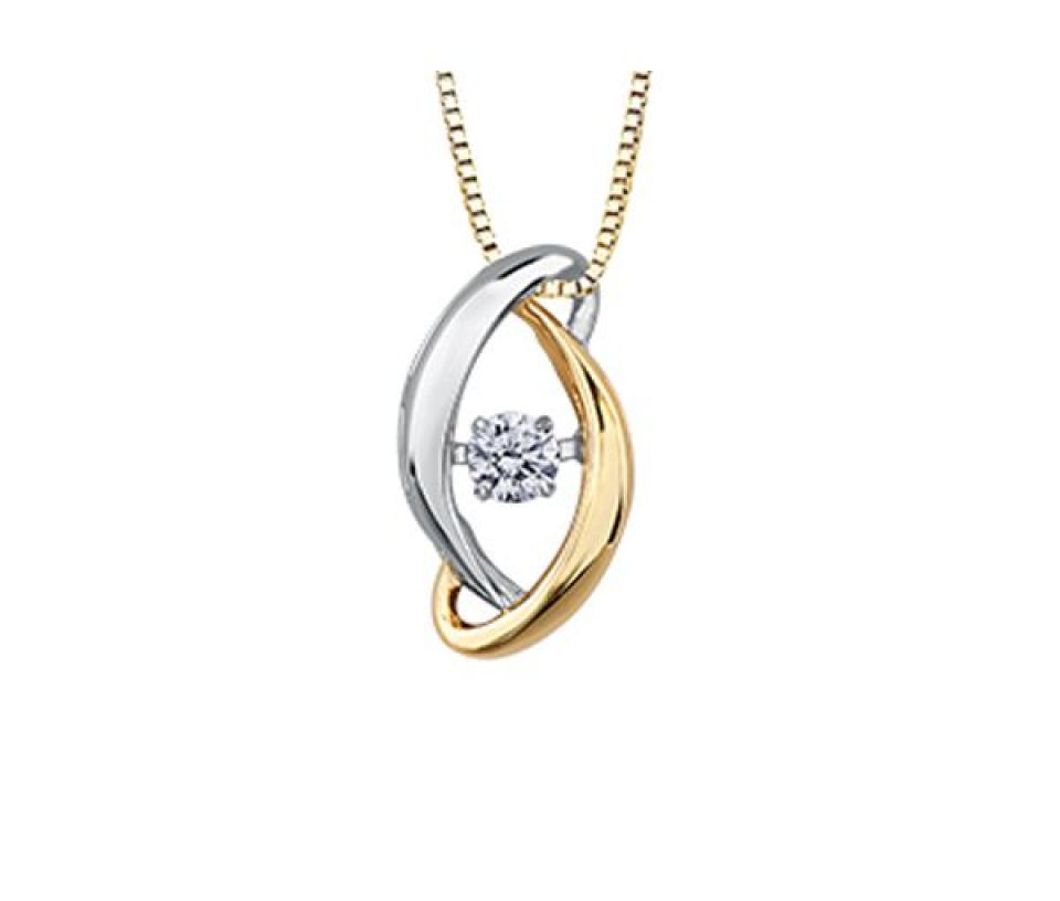 PENDENTIF EN OR JAUNE ET BLANC SERTI D'UN DIAMANT DANSANT - CR DD3160 - BIJOUX CANADIEN