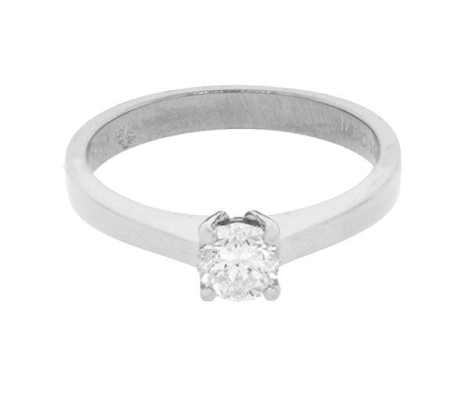 BAGUE EN OR 14K BLANC SERTIE D'UN DIAMANT - MK 2492LW40 - FAIT AU CANADA