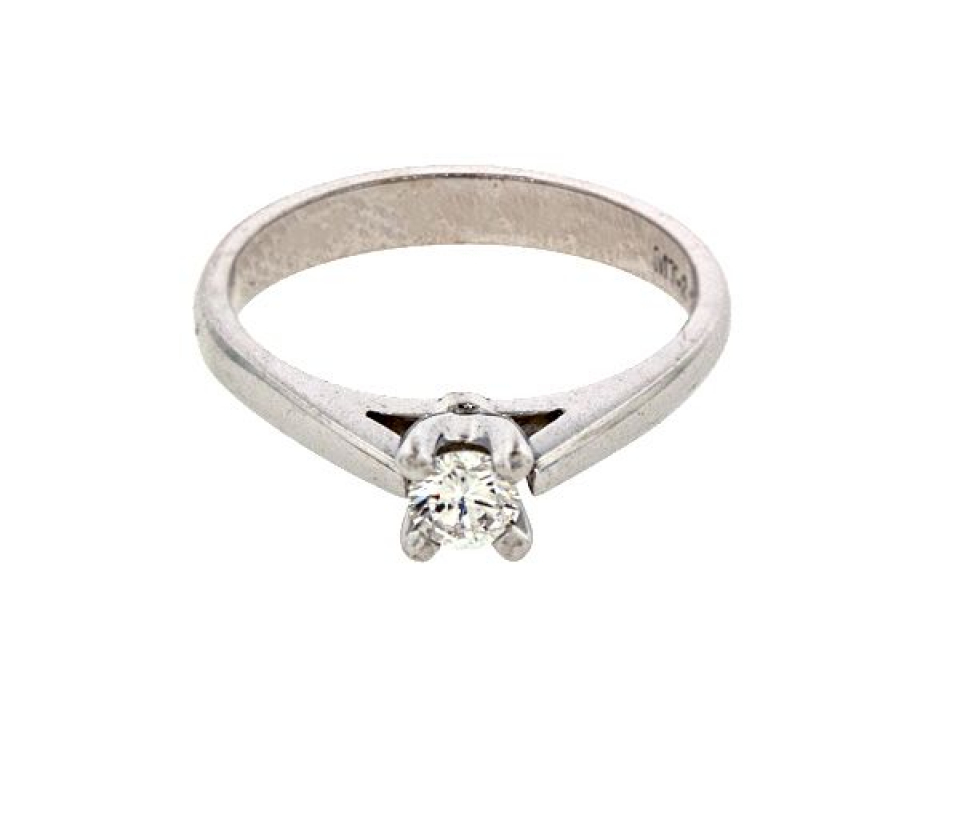 BAGUE 14K BLANC SERTIE D'UN DIAMANT - MK 2537LW21 - FAIT AU CANADA