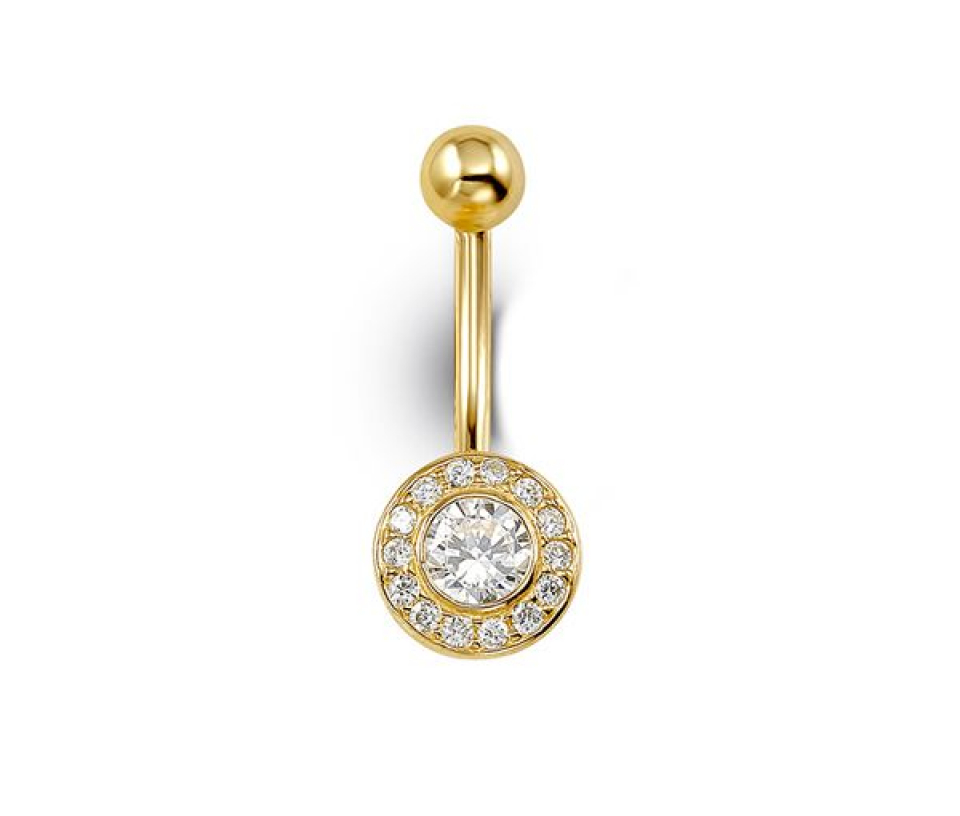 BOUCLE 14K BARBELLE NOMBRIL CZ - SY 7029 - BIJOUX D'IMPORTATION