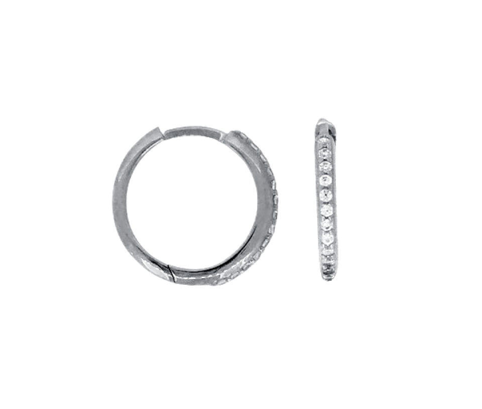 BOUCLES HUGGIES EN OR JAUNE OU BLANC FINIES ROND SERTIES DE CUBIQUES ZIRCONIAS - CB HUGCZW11 - CBE