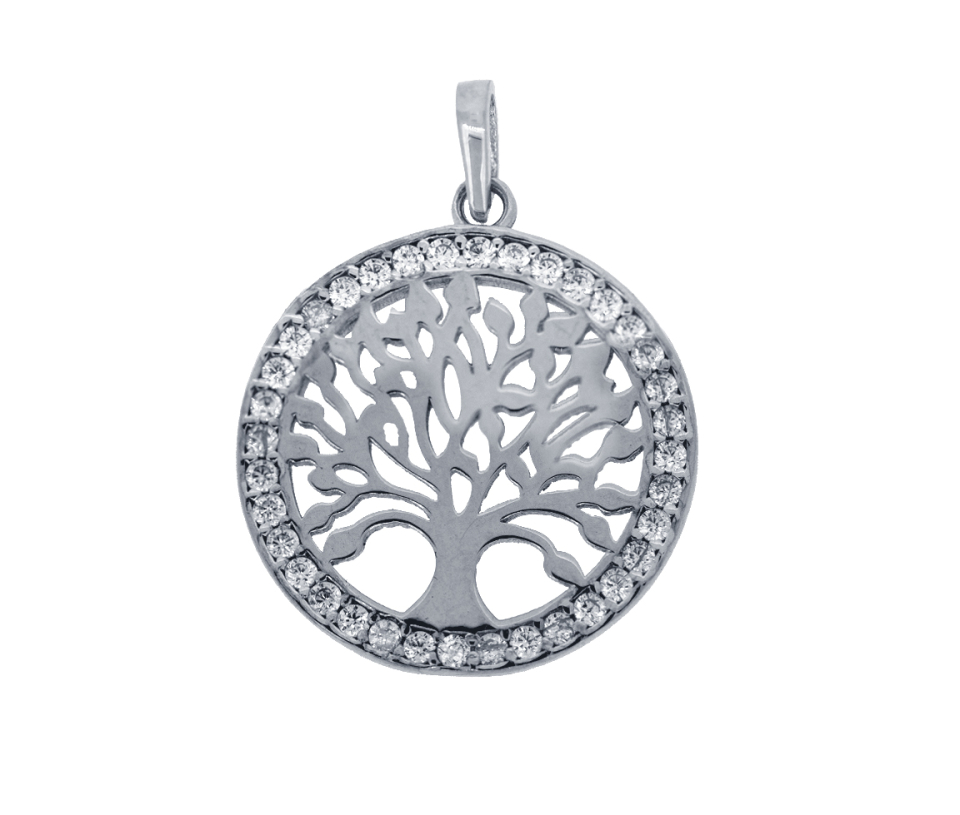 PENDENTIF ARBRE DE VIE EN OR SERTI DE CUBIQUES ZIRCONIAS