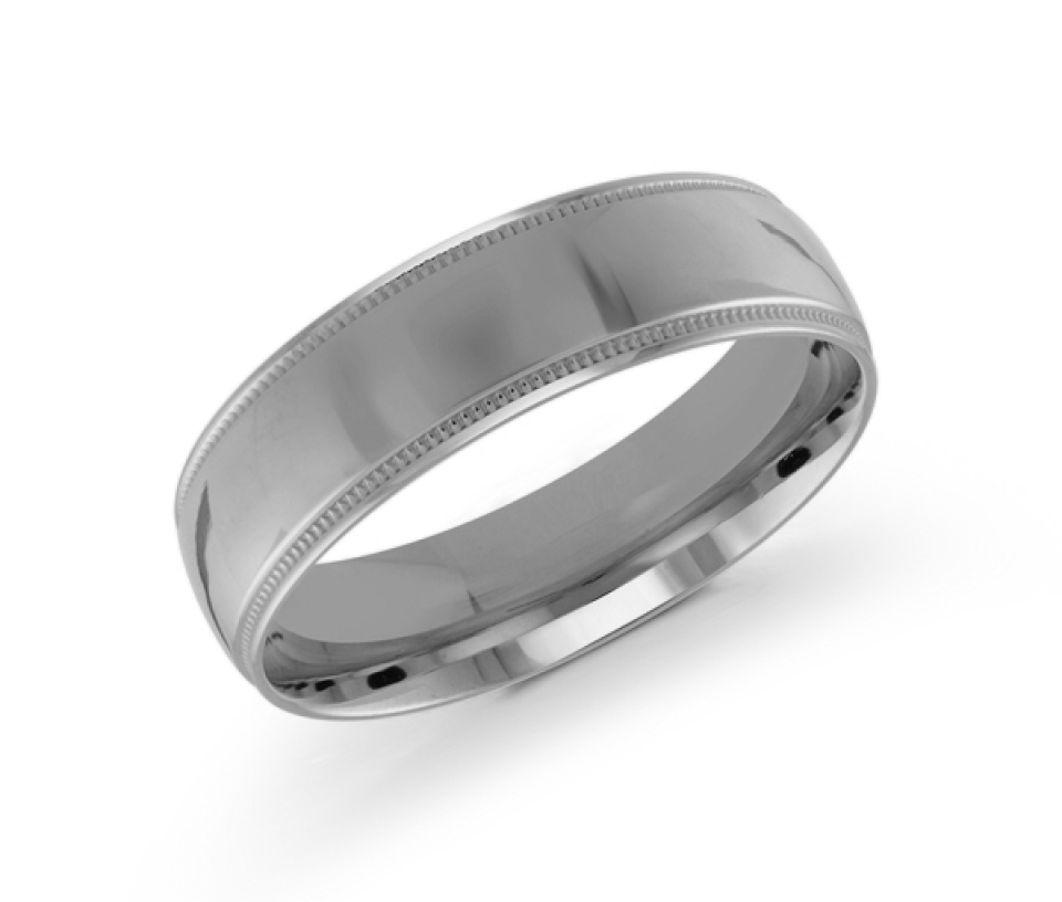 JONC EN OR 6MM DE LARGEUR AVEC MOTIF MILGRAIN SUR LES CÔTÉS - ML J102/6WL14 - MALO 