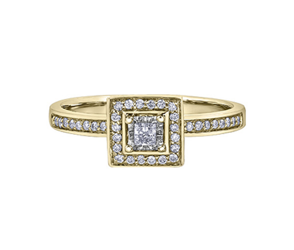 BAGUE EN OR SERTIE D'UN DIAMANT CANADIEN ET DE DIAMANTS - CR AM392Y20 - DIAMANT CANADIEN