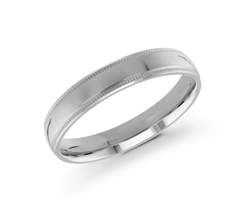 JONC EN OR 4MM DE LARGEUR AVEC MOTIF MILGRAIN SUR LES CÔTÉS - ML J102/4WL14 - MALO 