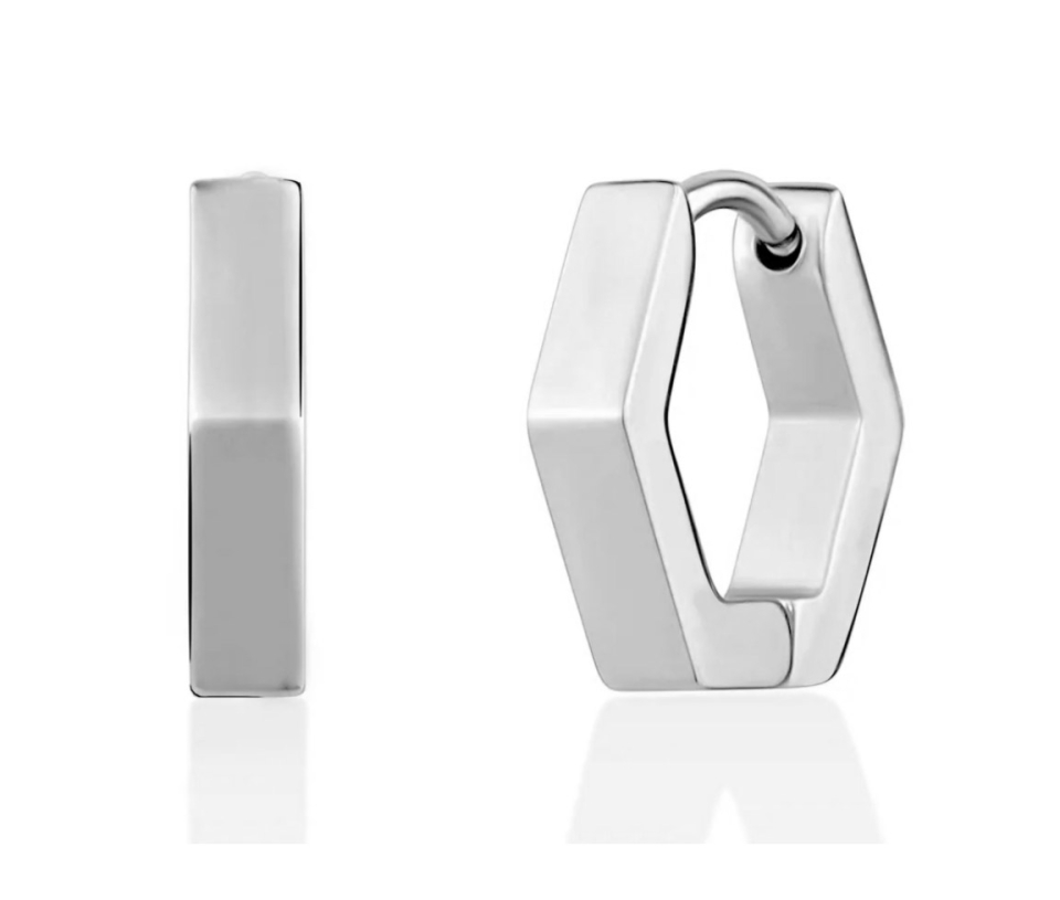 BOUCLES HUGGIES EN ACIER DE FORME HEXAGONE - AZ SSE181W - AREZZO