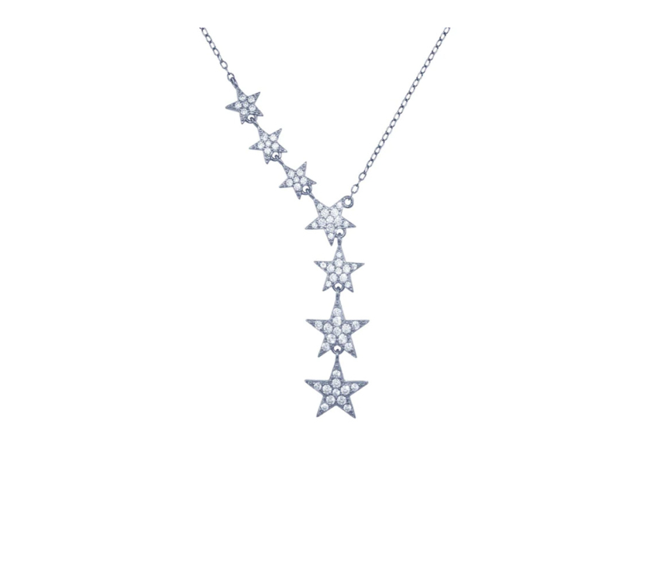 COLLIER TOMBÉE D'ÉTOILES EN ARGENT RHODIÉ OU PVD OR SERTI DE CUBIQUES ZIRCONIAS