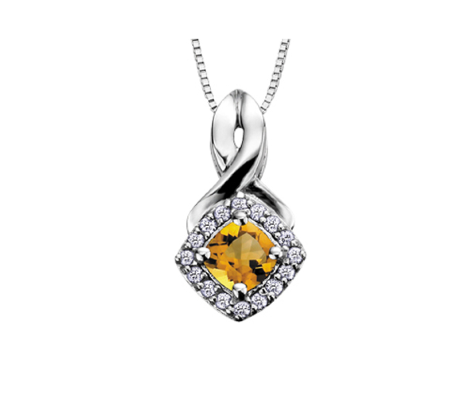 PENDENTIF EN OR BLANC SERTI DE PIERRES DE NAISSANCE VARIÉES ET DE DIAMANTS - CR DX567WCI - BIJOUX CANADIEN