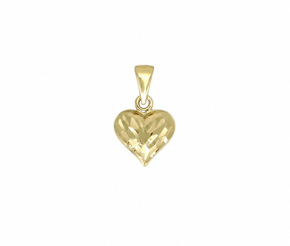 PENDENTIF COEUR BOMBÉ TAILLÉ DIAMANT