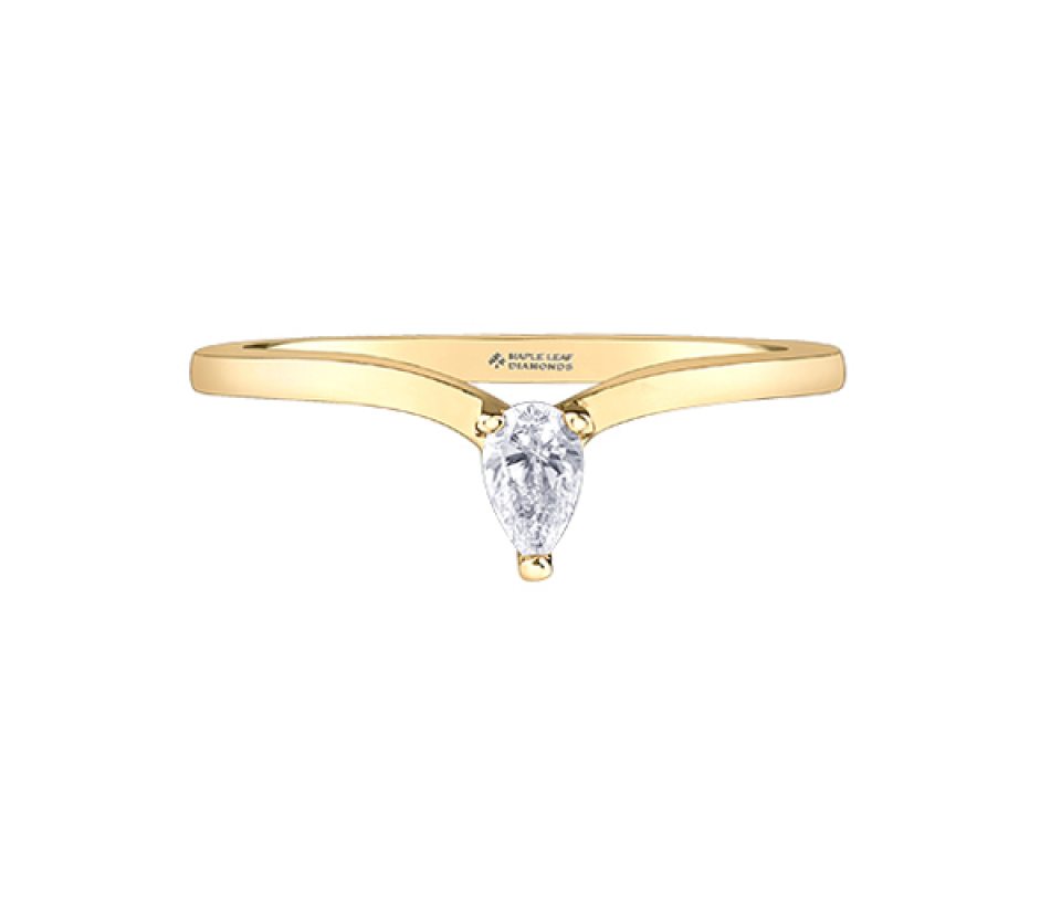 BAGUE EN OR SERTI D'UN DIAMANT CANADIEN DE TAILLE POIRE - CR ML779Y - DIAMANT CANADIEN