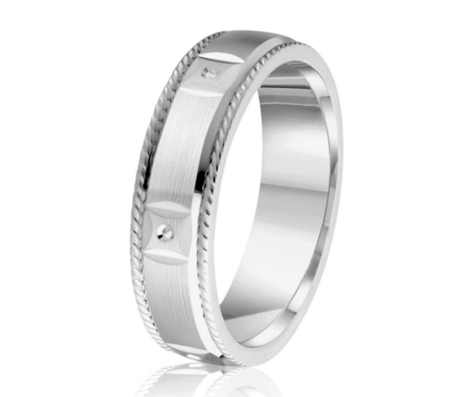 JONC EN OR OU EN PLATINE AVEC MOTIF STUD ET CORDELETTES SUR LES CÔTÉS - ML GH1256PT - MALO 