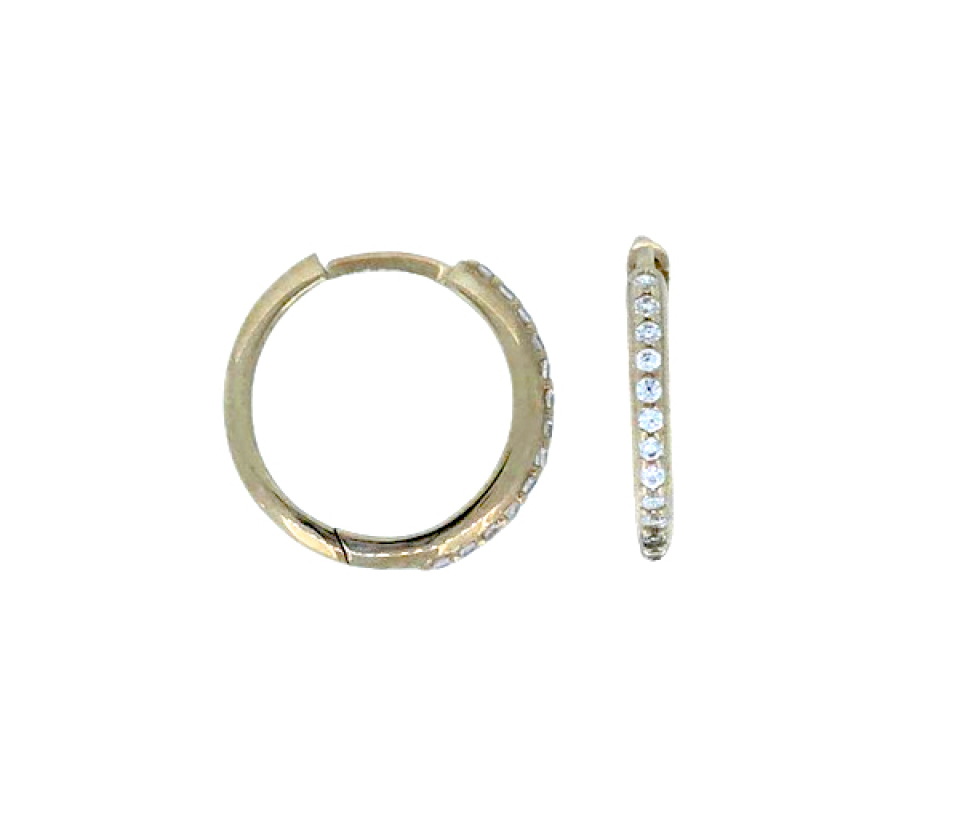BOUCLES HUGGIES EN OR JAUNE OU BLANC FINIES ROND SERTIES DE CUBIQUES ZIRCONIAS - CB HUGCZY11 - CBE