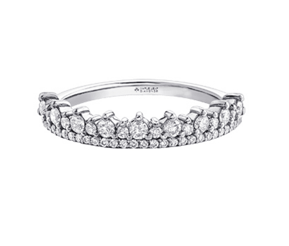 BAGUE COURONNE EN OR JAUNE, ROSE OU BLANC SERTIE DE DIAMANTS - CR DX841W50 - BIJOUX CANADIEN